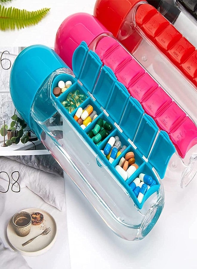 REMICH Pill Organizer Bottle for Vitamins & Medicine - Dual-Function Design with Hydration & Weekly Pill Storage - Ultra-Portable & Ideal for Home, Office & Travel [[ 1Pcs, Multi ]] - Image 2